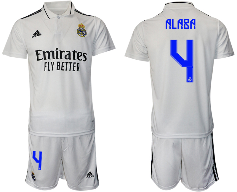 Men 2022-2023 Club Real Madrid home white 4 Adidas Soccer Jerseys
